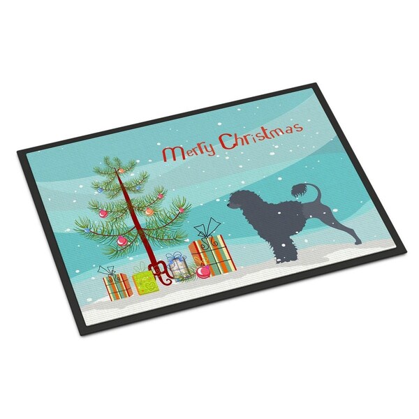 Carolines Treasures Portuguese Water Dog Merry Christmas Tree Indoor or Outdoor Mat 18x27 BB2986MAT - main